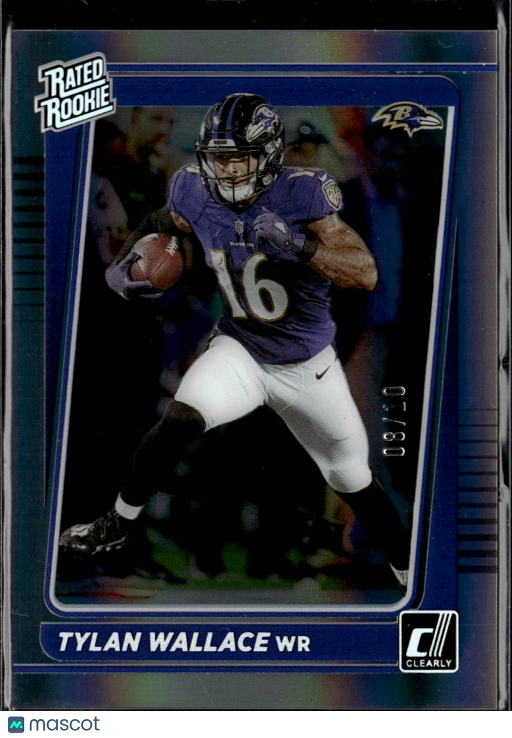 Tylan Wallace 2022 Clearly Donruss Clear Rookie RC 8/10 Baltimore Ravens
