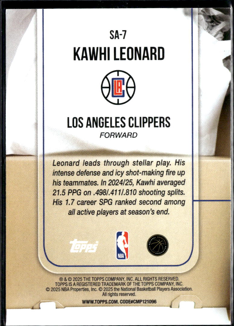 Kawhi Leonard 2025 Topps Sole Ambition SSP CASE HIT Los Angeles Clippers