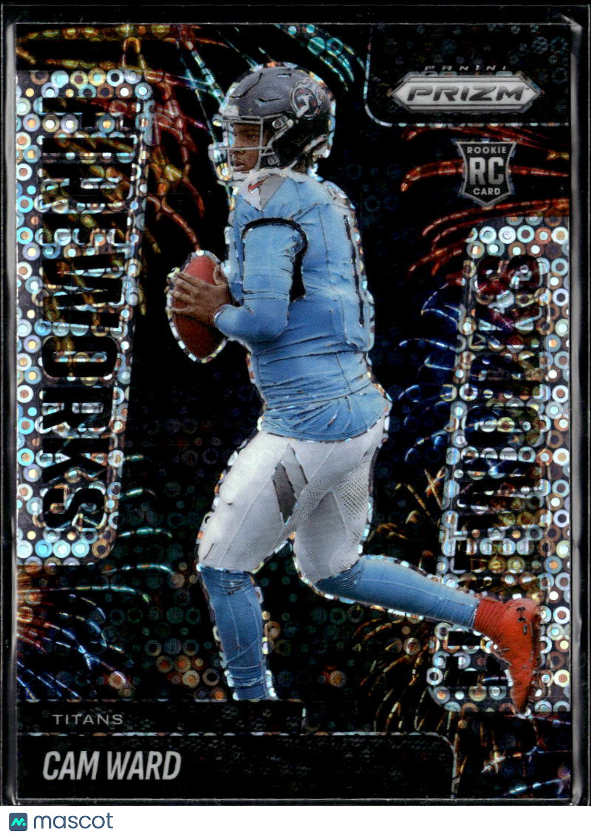 Cam Ward 2025 Panini Prizm Fireworks Disco Prizm Rookie RC Tennessee Titans