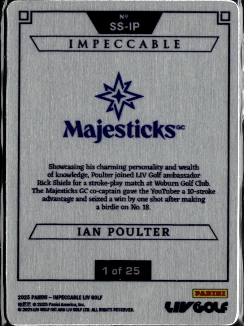 Ian Poulter 2025 Impeccable Stainless Stars 1/25 Majesticks GC
