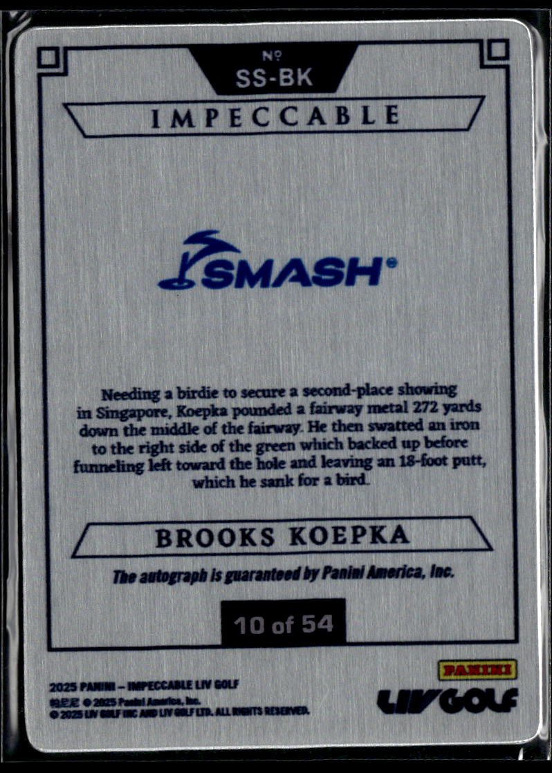 Brooks Koepka 2025 Impeccable LIV Golf Stainless Stars Auto Autograph 10/54