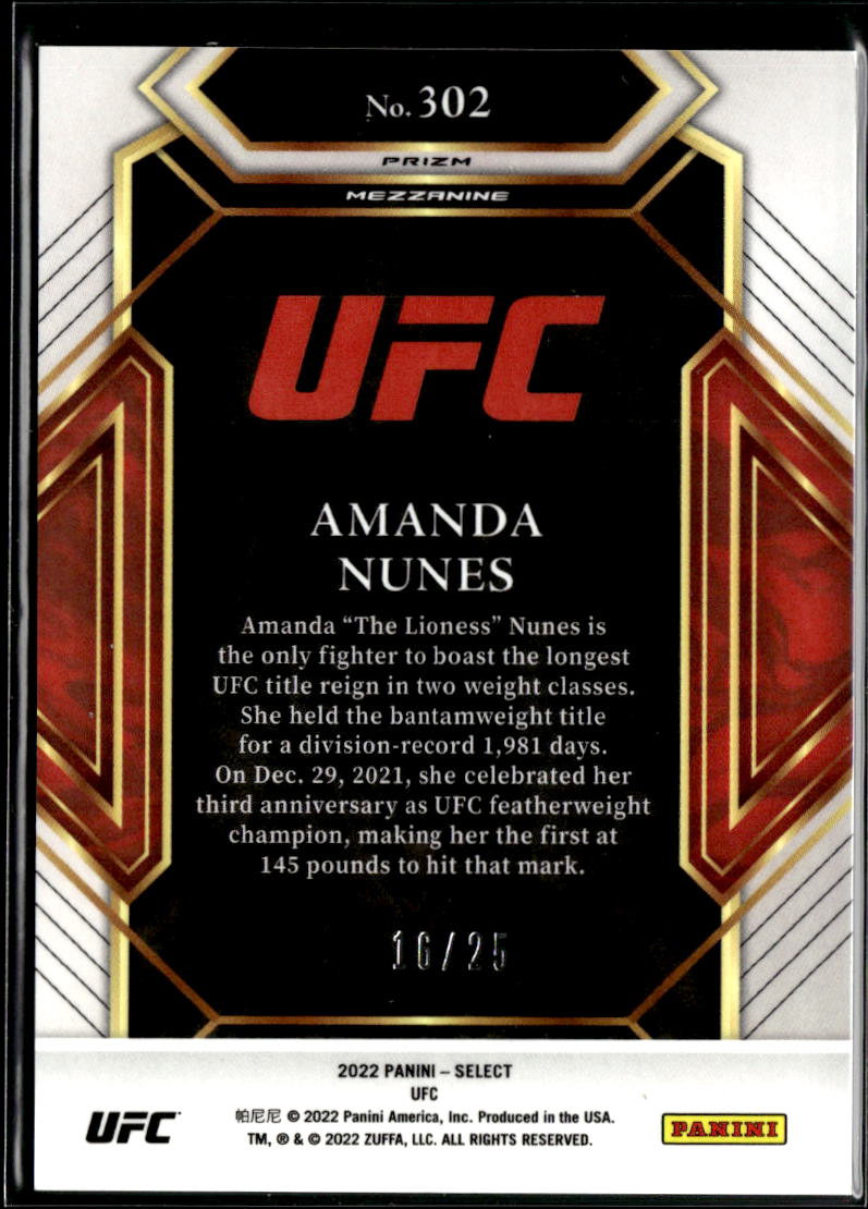 Amanda Nunes 2022 Select Mezzanine Tie-Dye Prizm 16/25 UFC