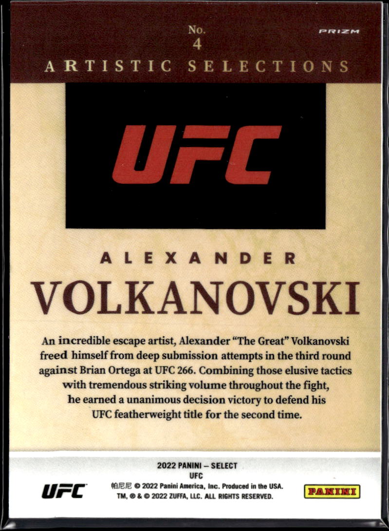 Alexander Volkanovski 2022 Select UFC Artistic Selections SSP CASE HIT