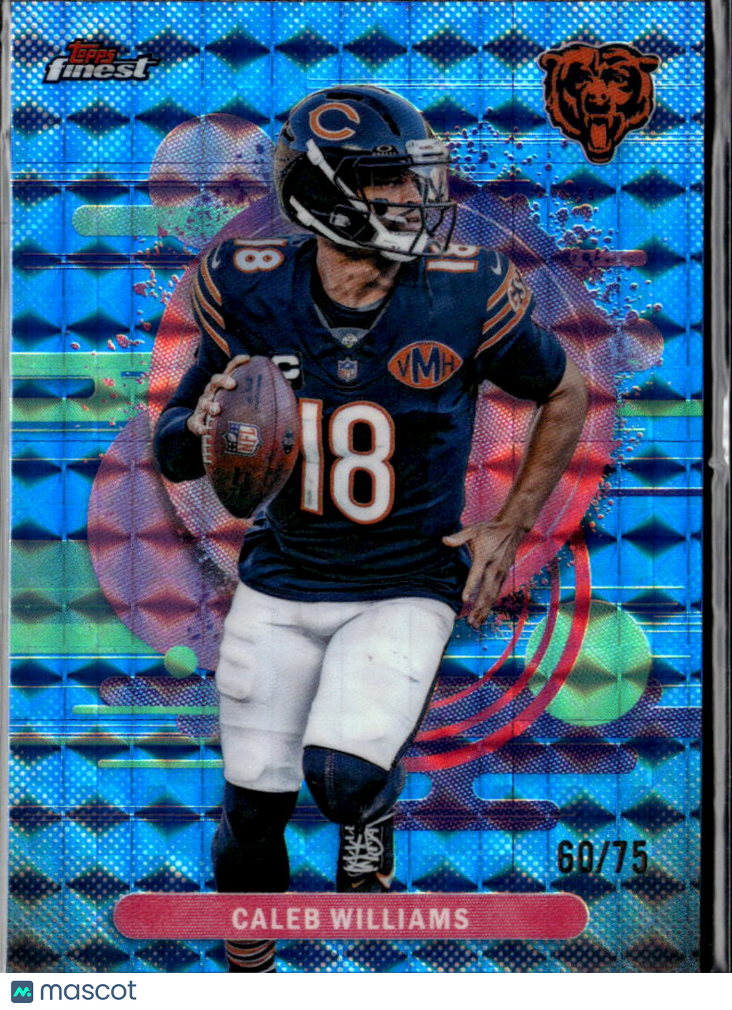 Caleb Williams 2025 Topps Finest Blue Refractor 60/75 Chicago Bears