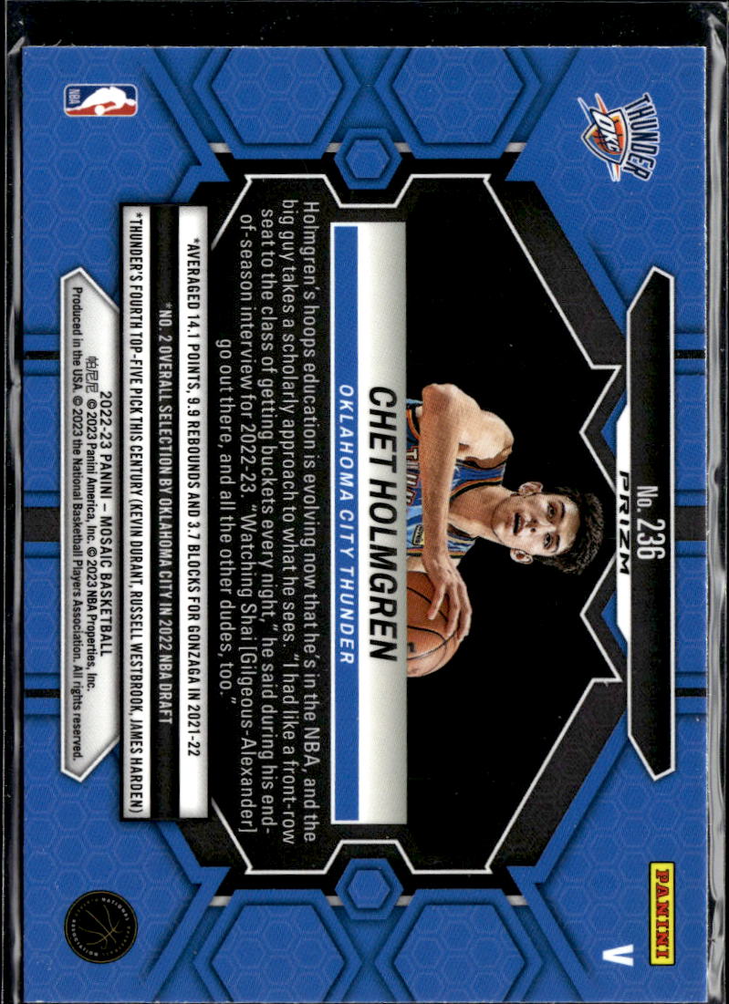 Chet Holmgren 2022-23 Mosaic Disco Prizm Variation Rookie RC OKC Thunder