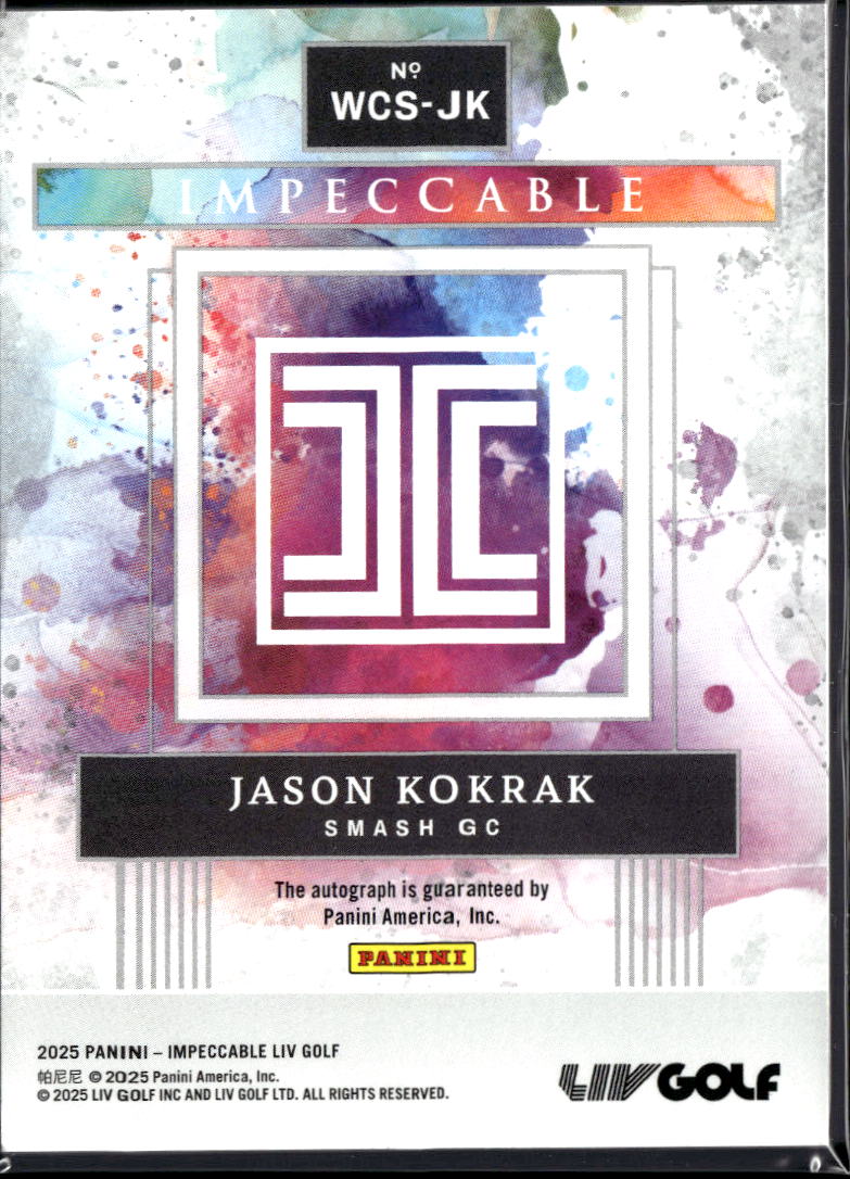 Jason Kokrak 2025 Impeccable Watercolors Auto Autograph 16/99 Smash GC