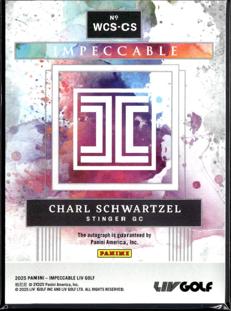 Charl Schwartzel 2025 Impeccable Watercolors Auto Autograph 13/25 Stinger GC