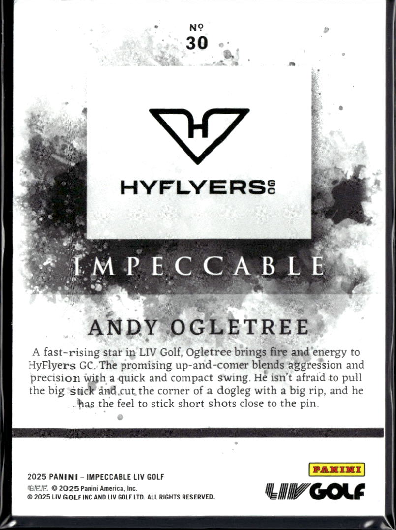 Andy Ogletree 2025 Impeccable LIV Golf Black Foil SSP 6/9 HyFlyers GC