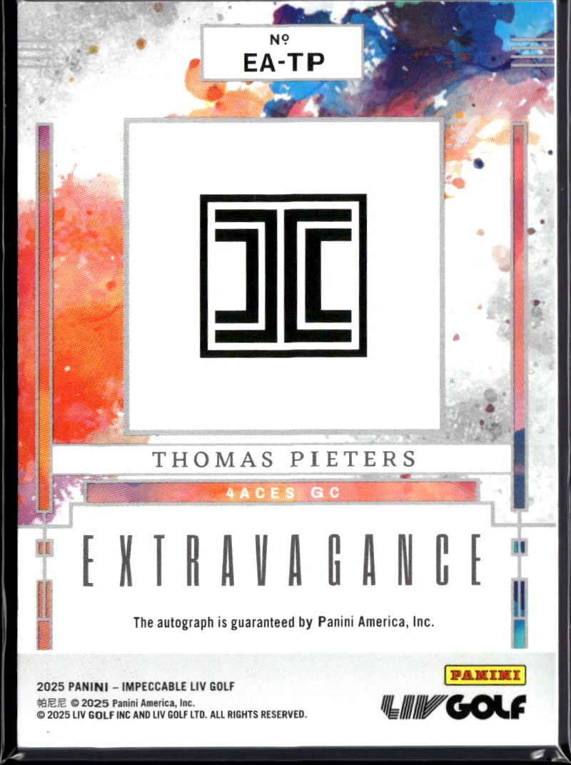 Thomas Pieters 2025 Impeccable LIV Golf Extravagance Auto Autograph 97/99 4 Aces