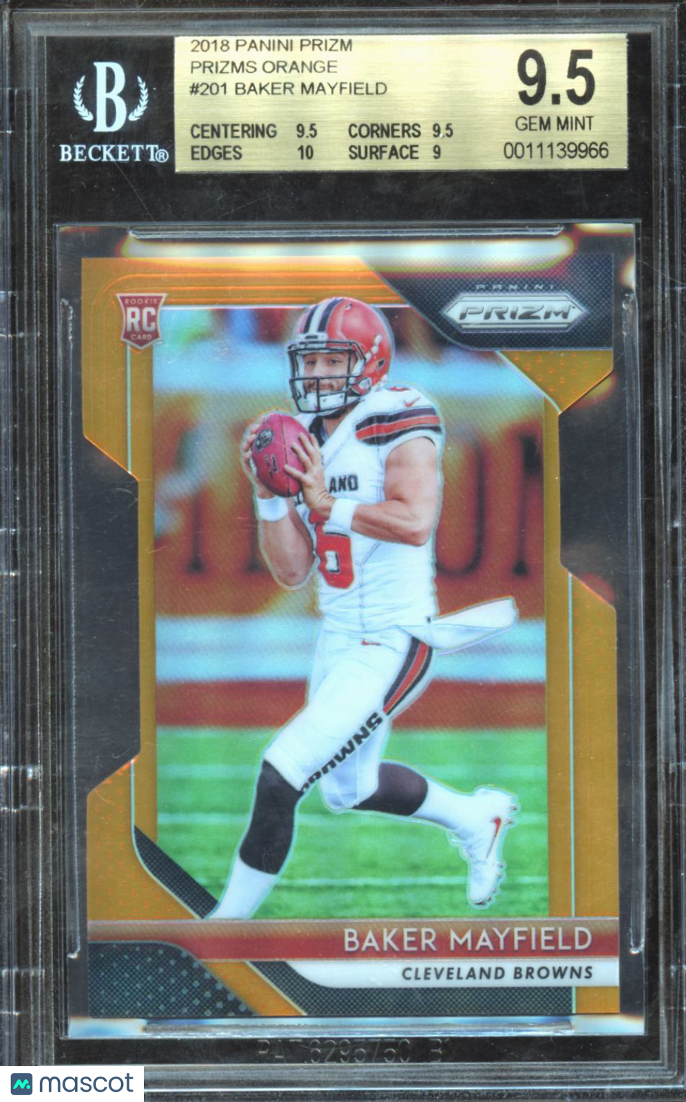 Baker Mayfield 2018 Prizm Orange Prizm Rookie RC Cleveland Browns 77/249 BGS 9.5