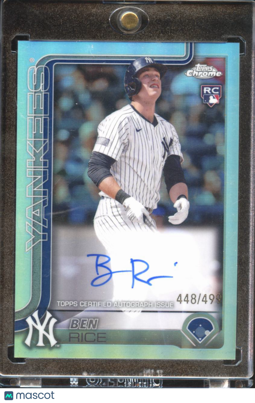 Ben Rice 2025 Topps Chrome Auto Autograph Refractor RC 448/499 New York Yankees