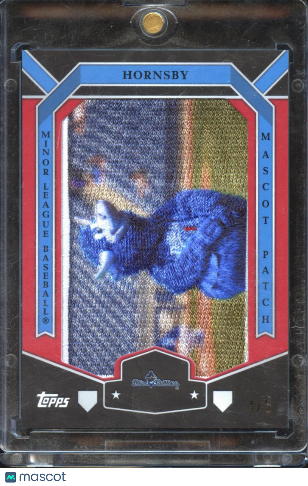 Hornsby 2016 Topps Pro Debut Mascot Patch SSP 4/5 Tulsa Drillers