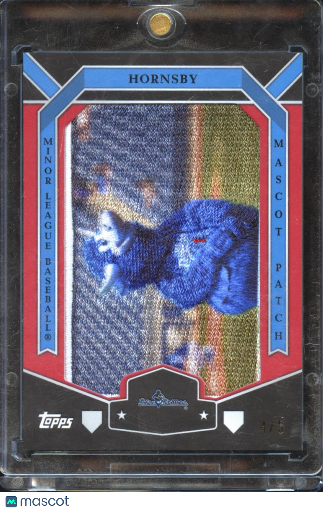 Hornsby 2016 Topps Pro Debut Mascot Patch SSP 4/5 Tulsa Drillers