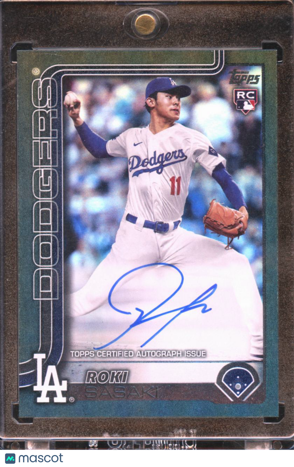 Roki Sasaki 2025 Topps BLACK Foil Auto Autograph RC 8/10 Los Angeles Dodgers