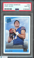 Josh Allen 2018 Donruss Rated Rookie RC Buffalo Bills #304 PSA 10