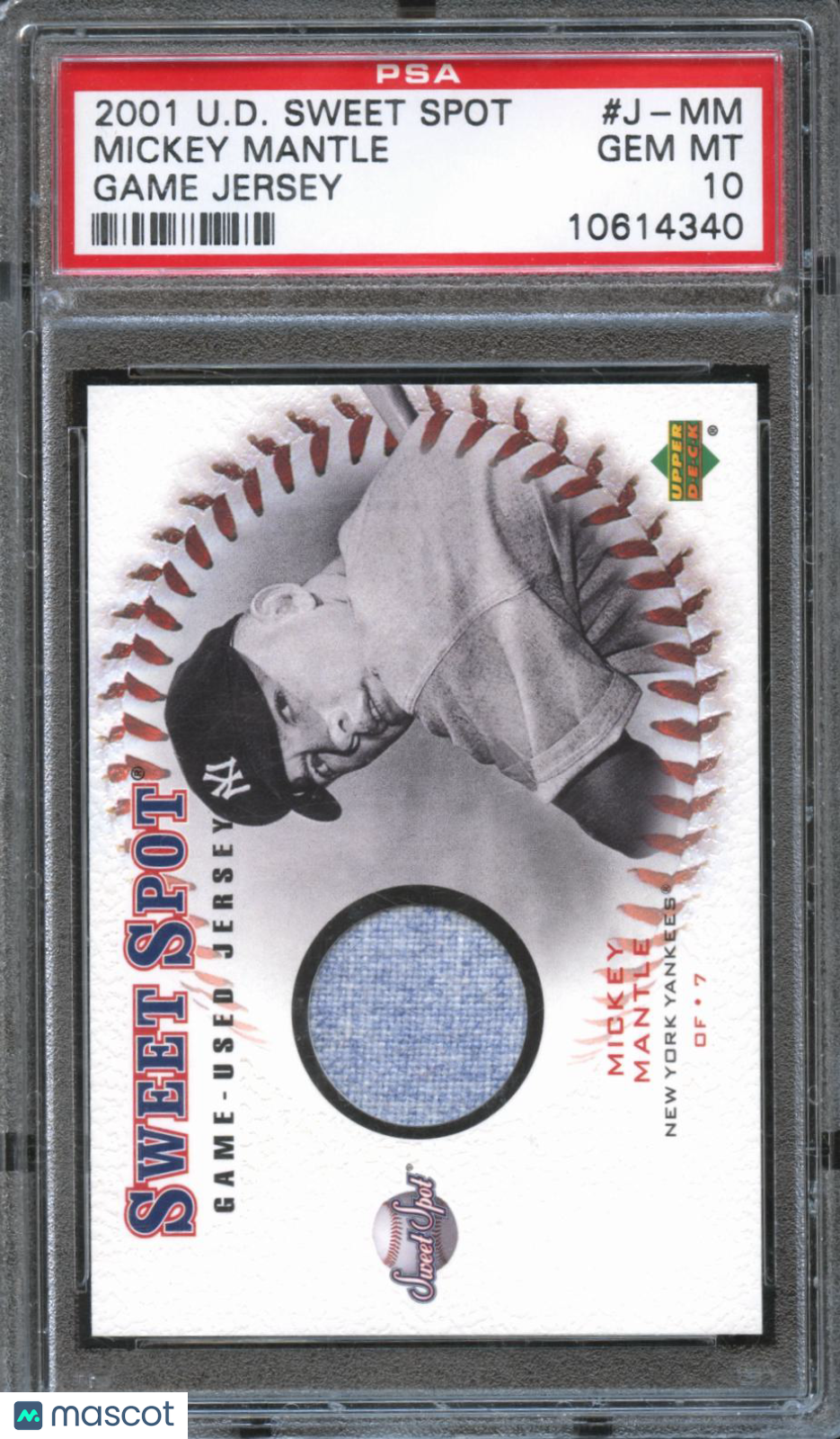 Mickey Mantle 2001 Upper Deck Sweet Spot Game Worn Jersey Patch Yankees PSA 10