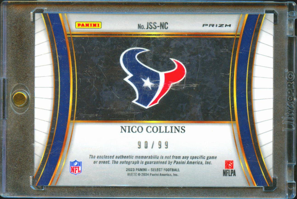 Nico Collins 2023 Select Auto Autograph Jersey Patch 90/99 Houston Texans