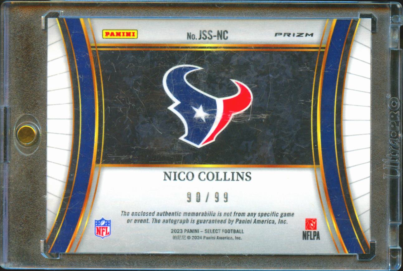 Nico Collins 2023 Select Auto Autograph Jersey Patch 90/99 Houston Texans