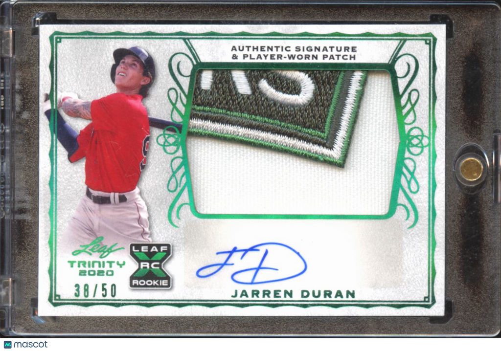 Jarren Duran 2020 Leaf Trinity Auto Autograph Logo Patch RC 38/50 Boston Red Sox