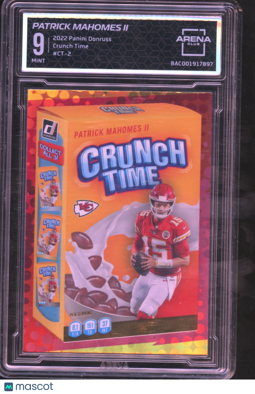Patrick Mahomes II 2022 Donruss Crunch Time Kansas City Chiefs Arena Club 9