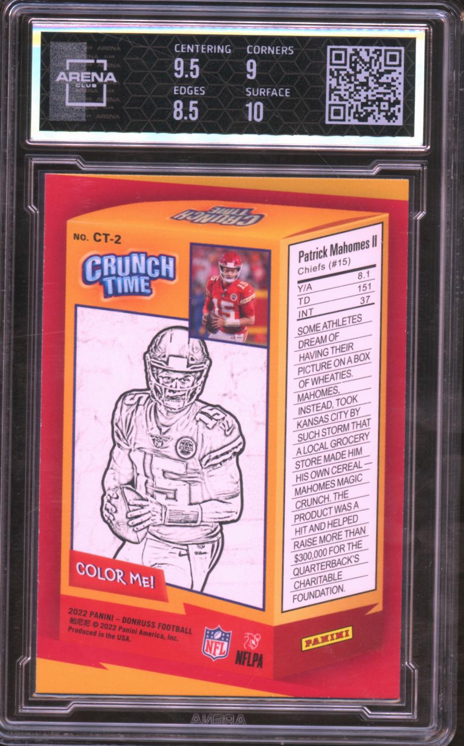 Patrick Mahomes II 2022 Donruss Crunch Time Kansas City Chiefs Arena Club 9