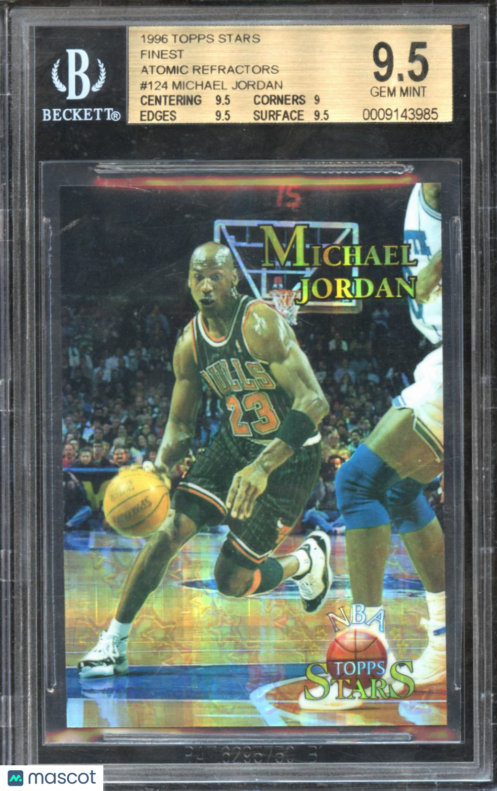 Michael Jordan 1996 Topps Stars Finest ATOMIC Refractors Chicago Bulls BGS 9.5