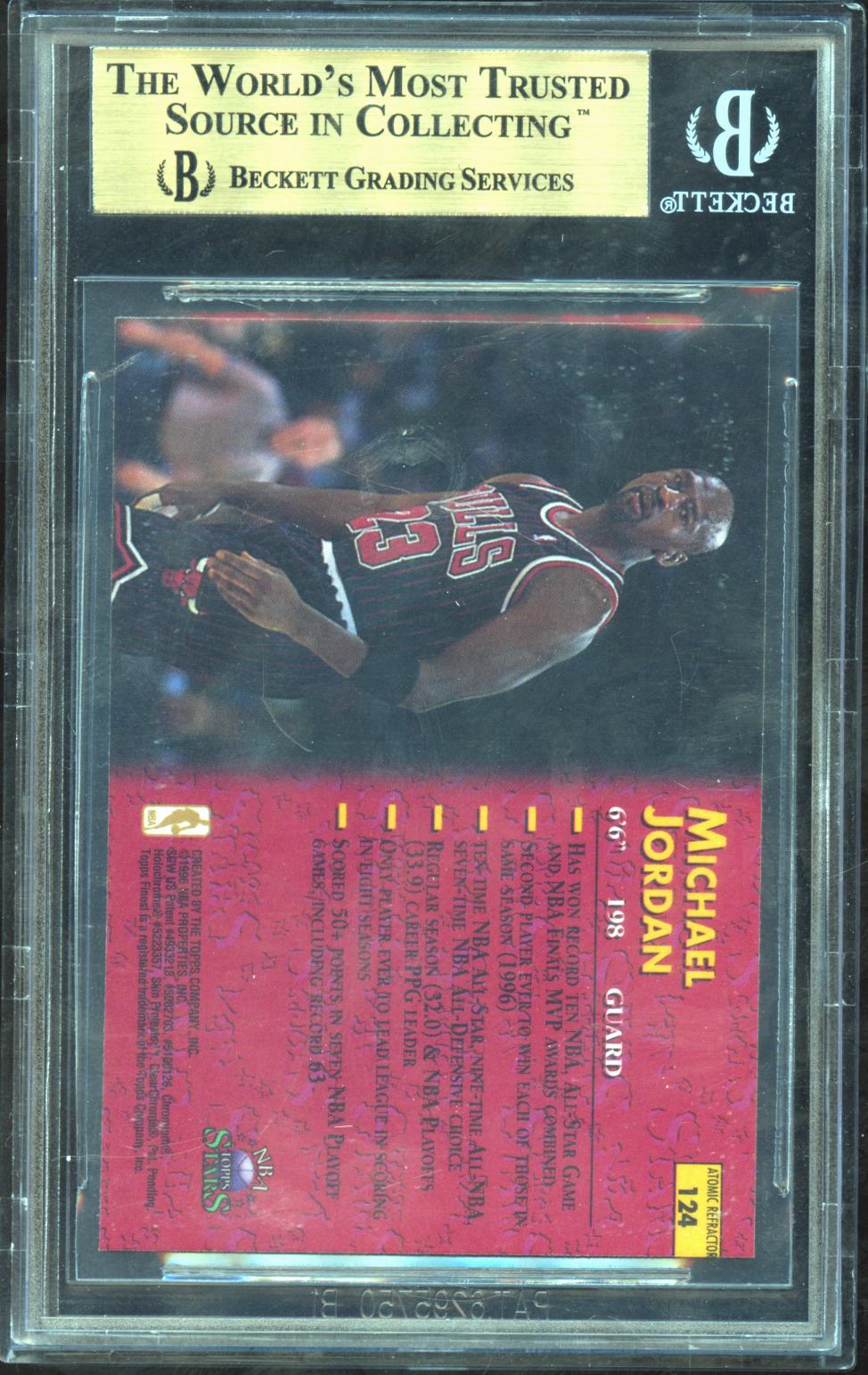 Michael Jordan 1996 Topps Stars Finest ATOMIC Refractors Chicago Bulls BGS 9.5