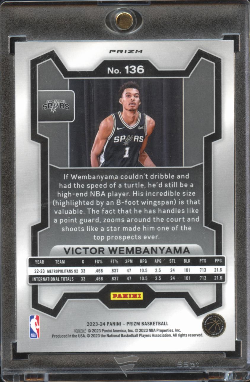 Victor Wembanyama 2023-24 Prizm Red White Blue Prizm RC #136 San Antonio Spurs
