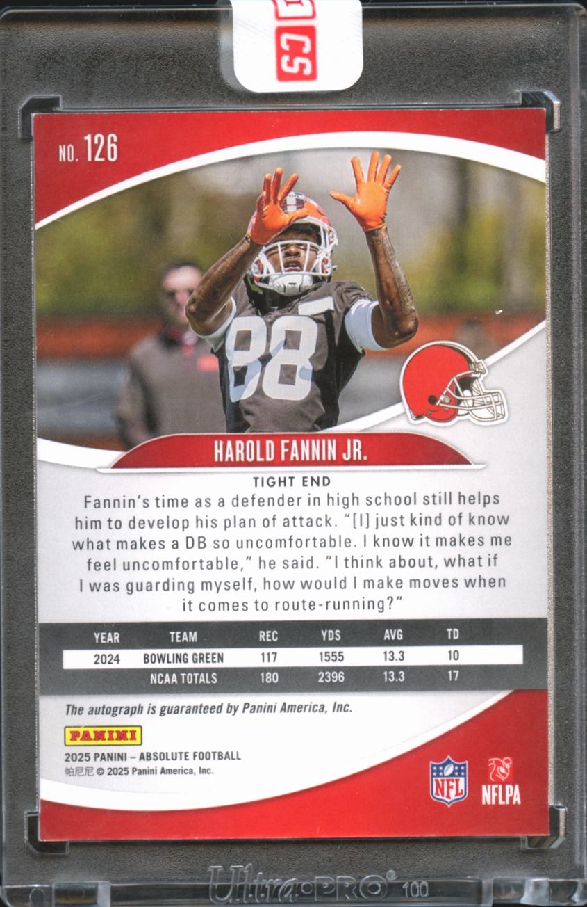 Harold Fannin Jr. 2025 Absolute Auto Autograph Rookie RC /299 Cleveland Browns