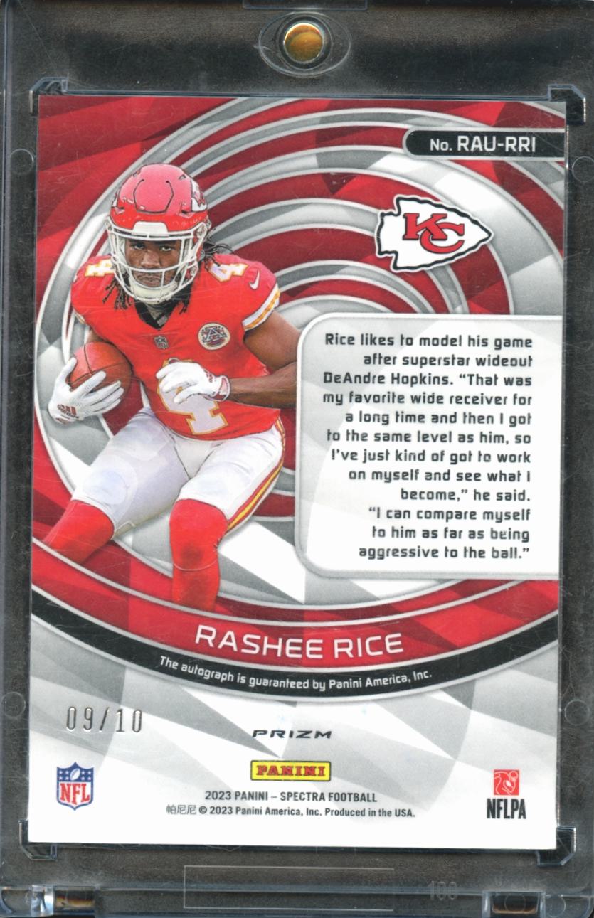 Rashee Rice 2023 Spectra Auto Autograph Orange RC 9/10 Kansas City Chiefs