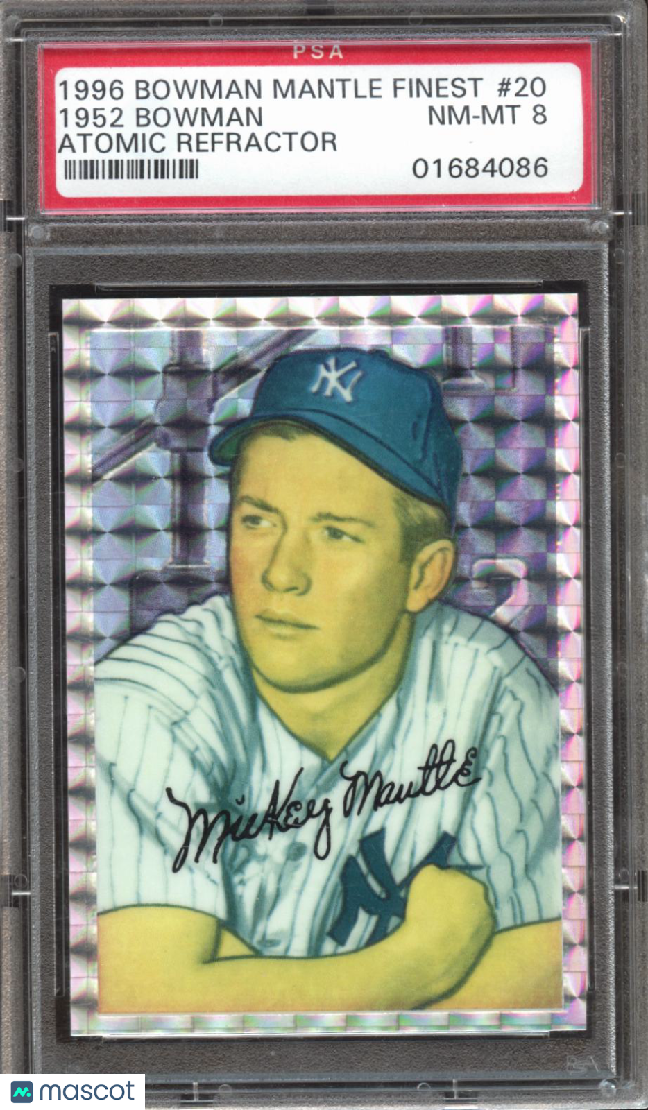 Mickey Mantle 1996 Bowman 1952 Atomic Refractor New York Yankees #20 PSA 8