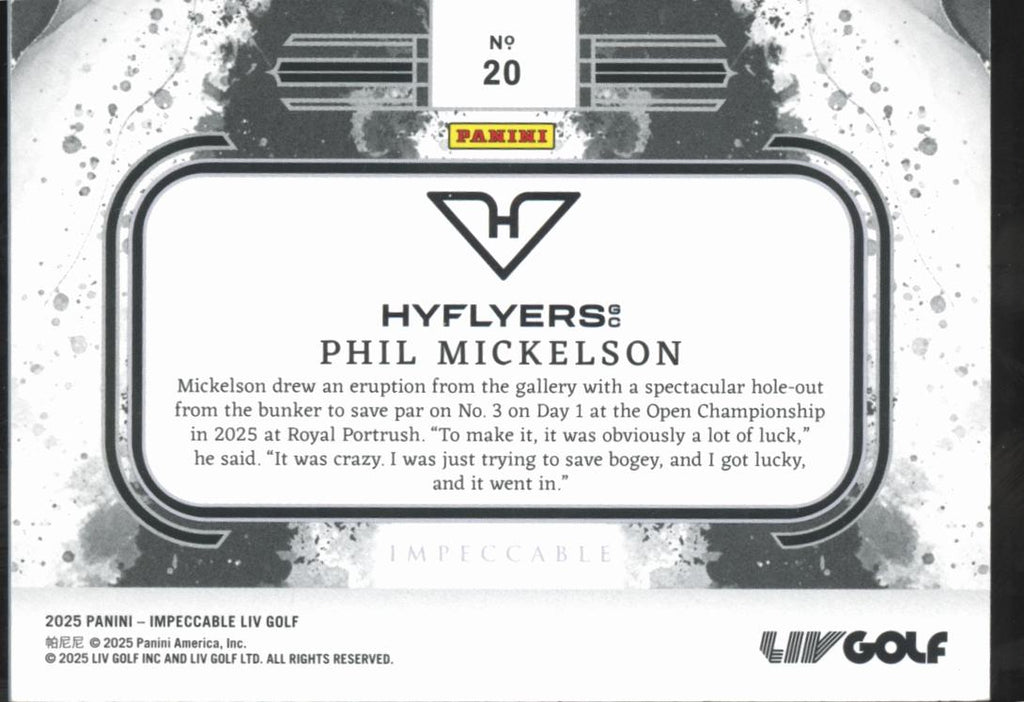 Phil Mickelson 2025 Impeccable LIV Golf 1 Troy Ounce .999 Fine Silver 24/30
