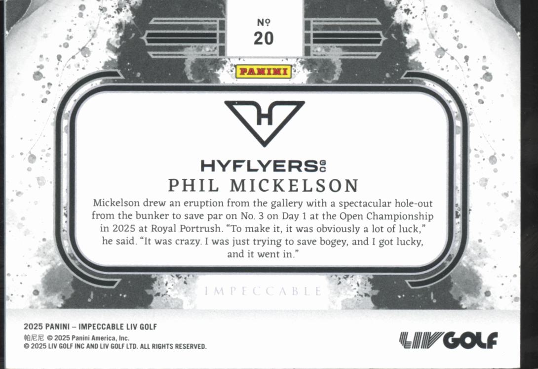 Phil Mickelson 2025 Impeccable LIV Golf 1 Troy Ounce .999 Fine Silver 24/30