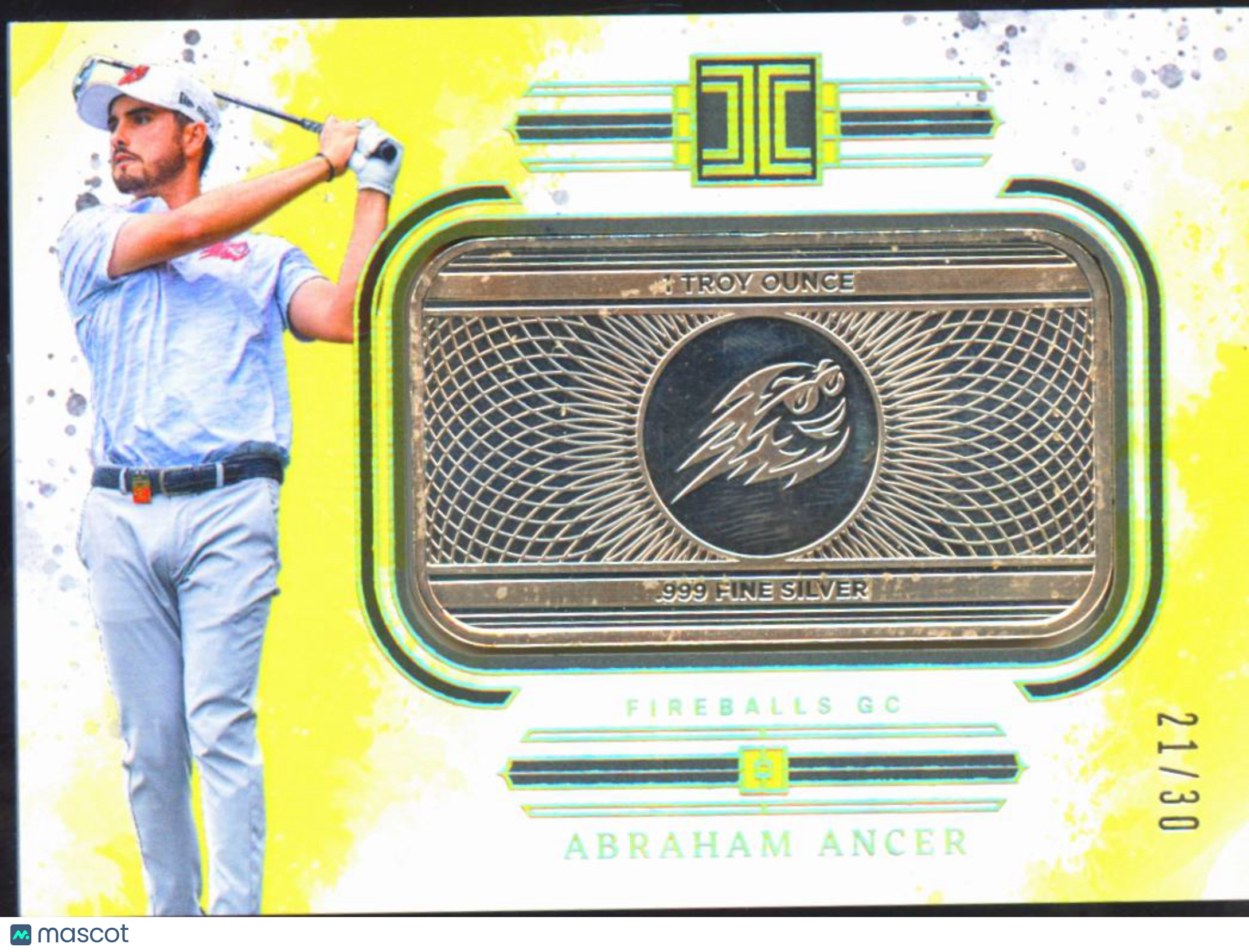 Abraham Ancer 2025 Impeccable LIV Golf 1 Troy Ounce .999 Fine Silver Bar 21/30