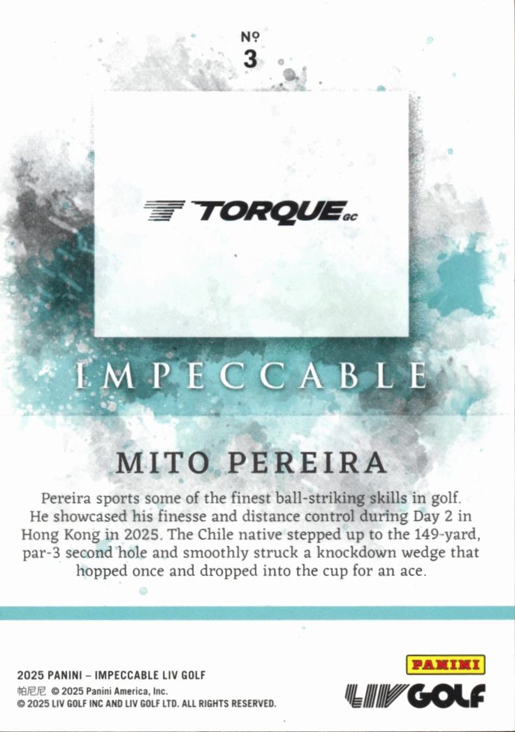 Mito Pereira 2025 Impeccable LIV Golf GOLD 5/10 Torque GC