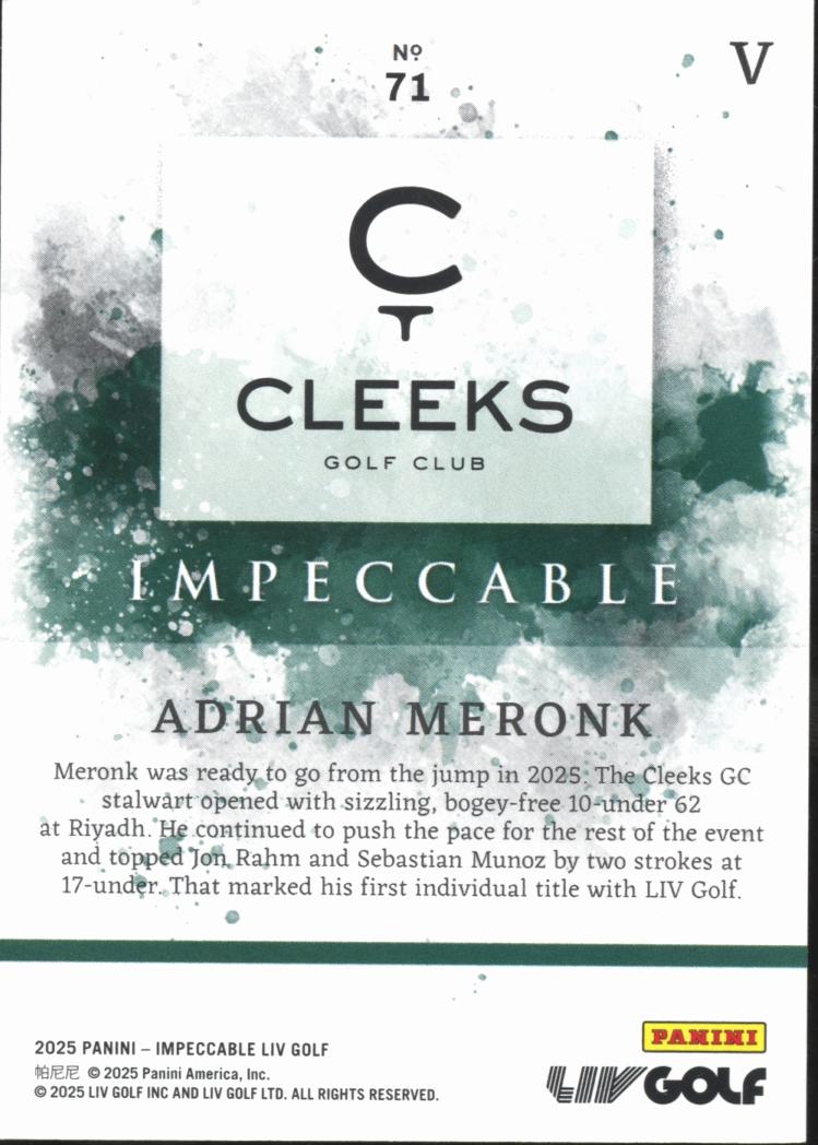 Adrian Meronk 2025 Impeccable LIV Golf Holo Silver 20/20 Cleeks GC