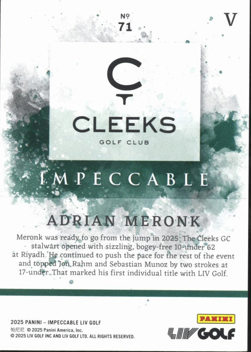 Adrian Meronk 2025 Impeccable LIV Golf Holo Silver 20/20 Cleeks GC