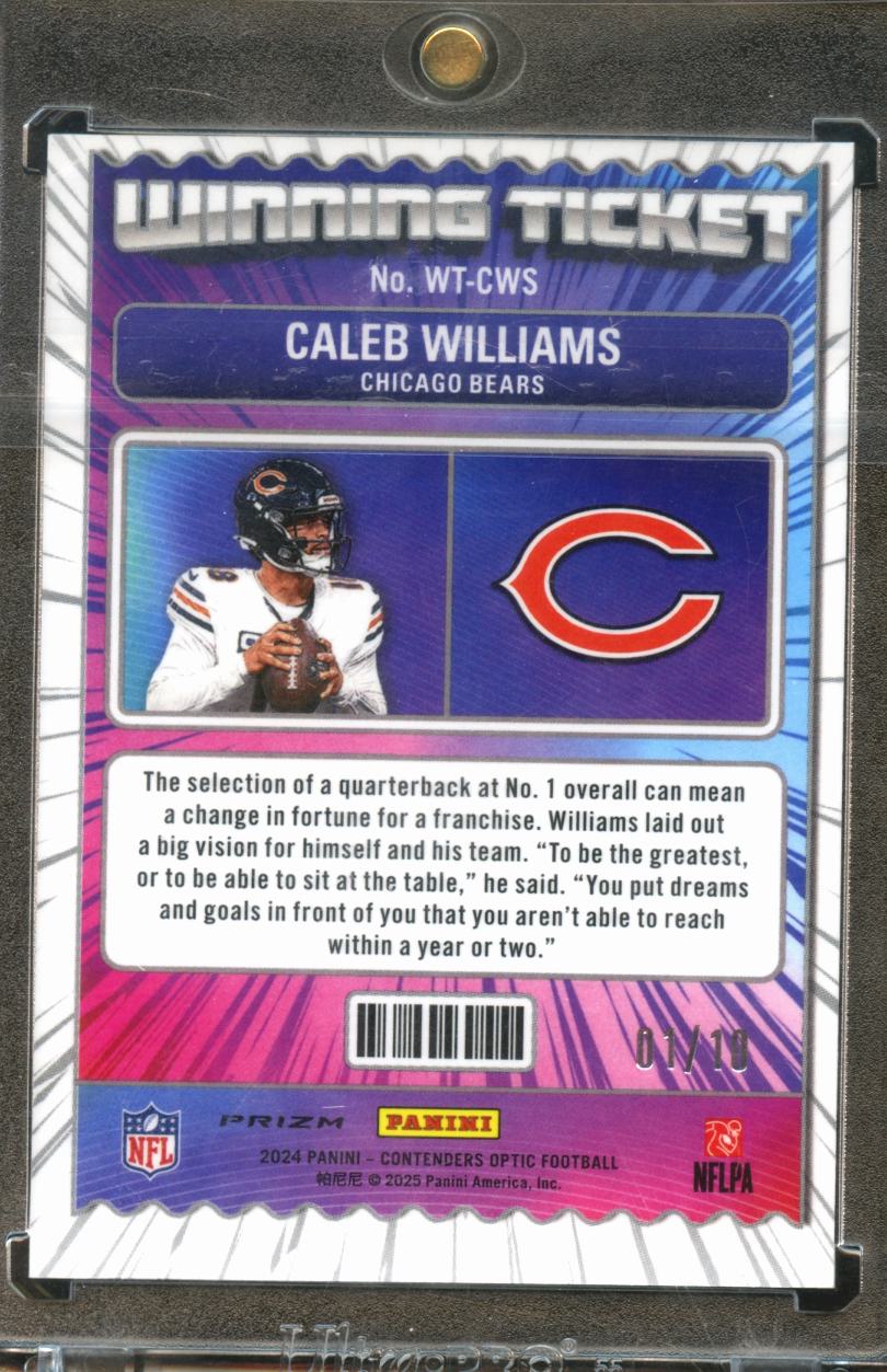 Caleb Williams 2024 Contenders Optic GOLD Prizm Winning Ticket Rookie 1/10 Bears