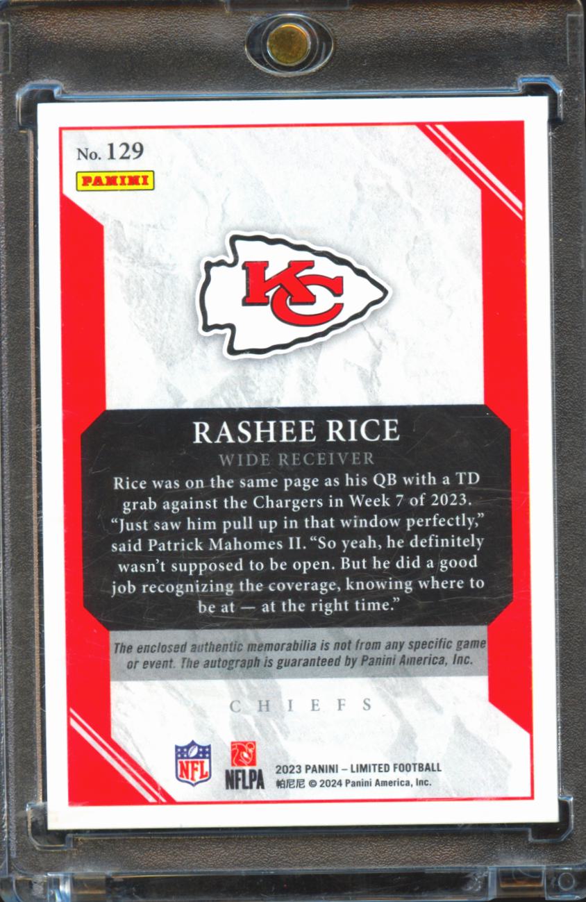 Rashee Rice 2024 Limited Auto Autograph Patch RC 198/199 Kansas City Chiefs
