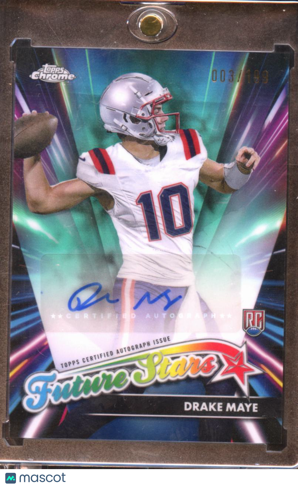 Drake Maye 2024 Topps Chrome Future Stars RC Auto /199 New England Patriots