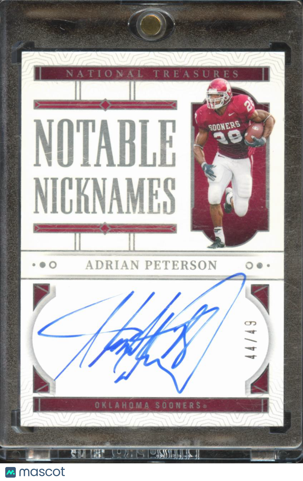 Adrian Peterson 2024 National Treasures Auto Autograph 44/49 Oklahoma Sooners