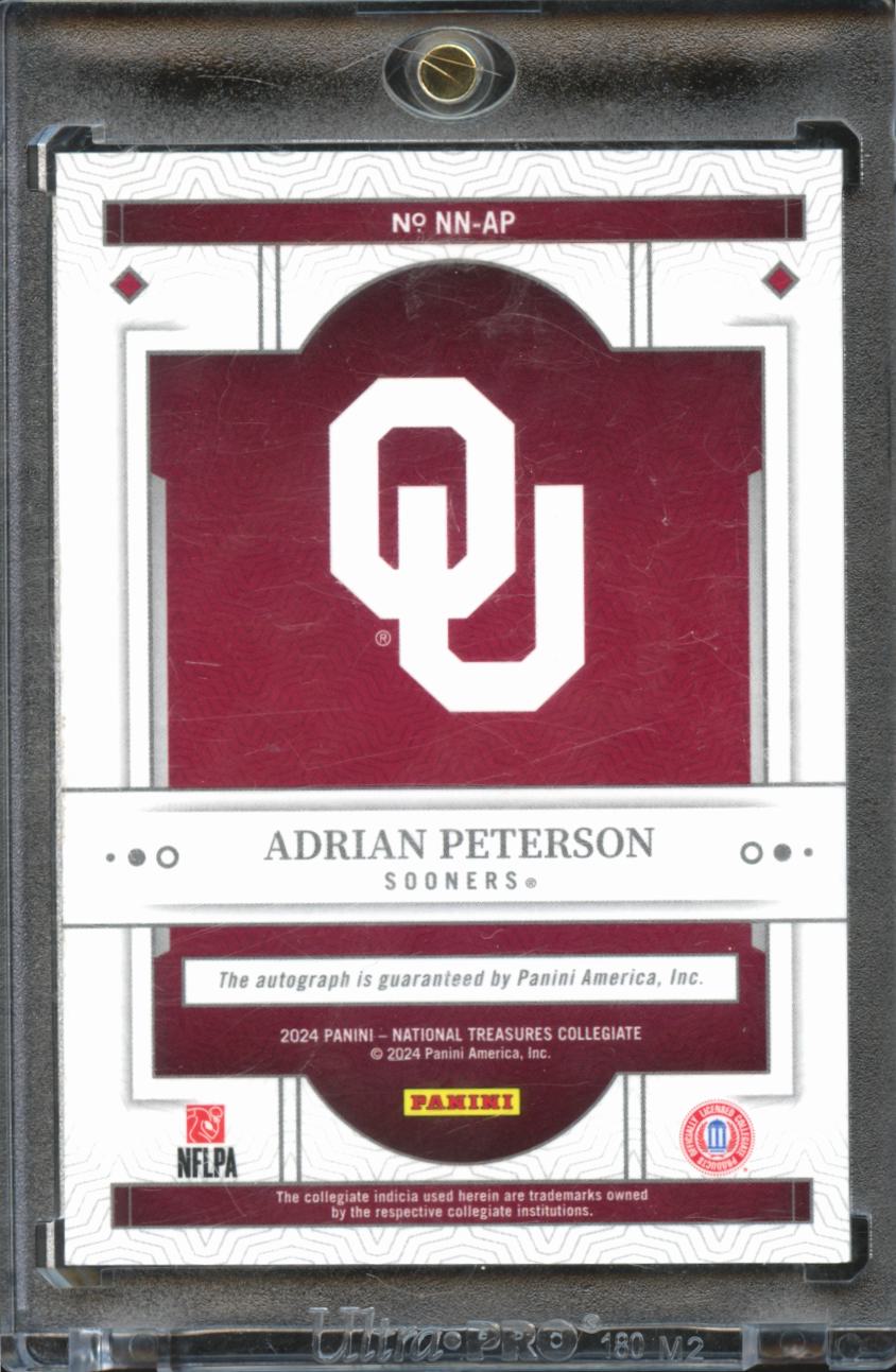 Adrian Peterson 2024 National Treasures Auto Autograph 44/49 Oklahoma Sooners
