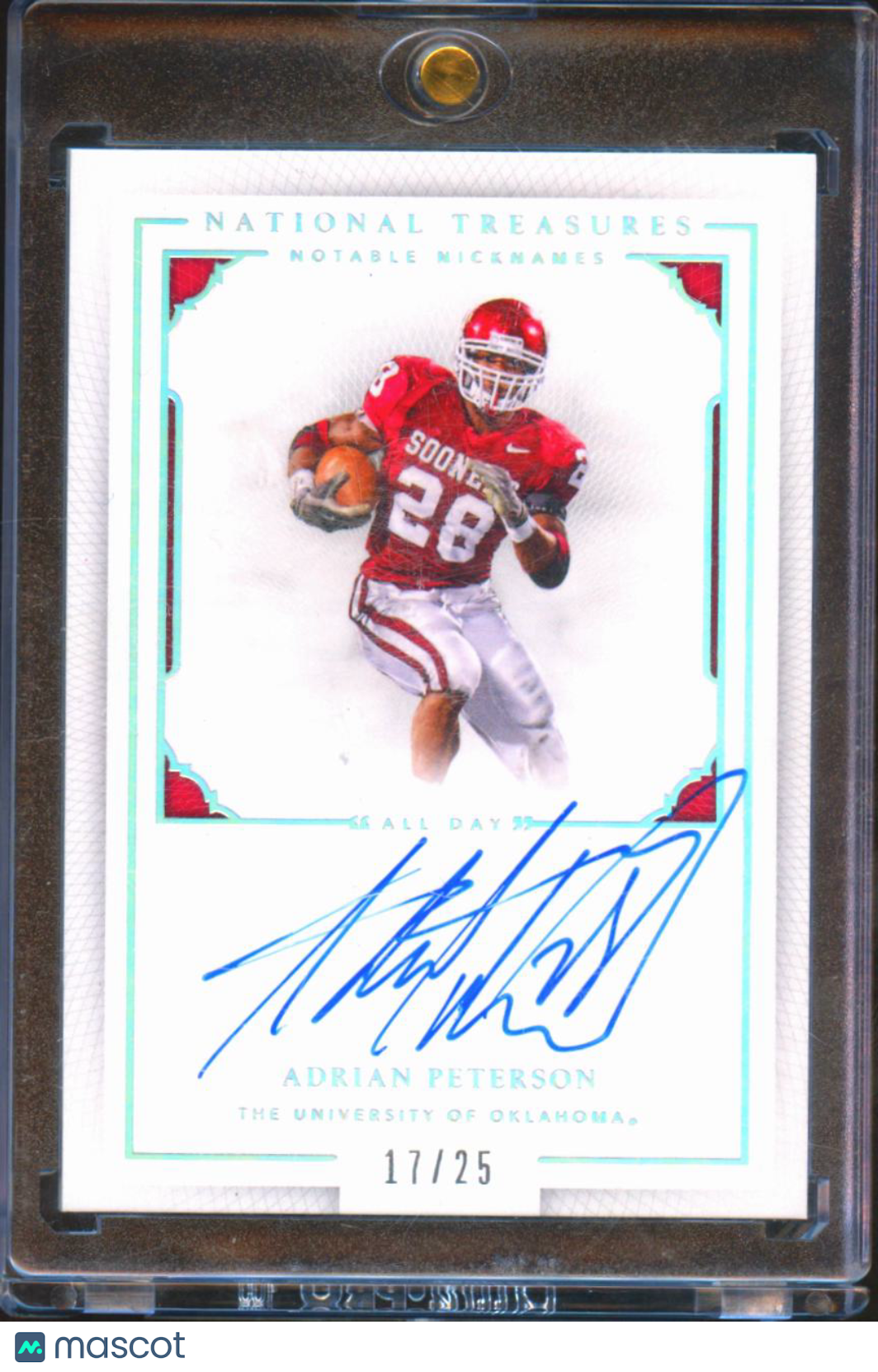Adrian Peterson 2016 National Treasures Nicknames Auto Autograph /25 OU Sooners