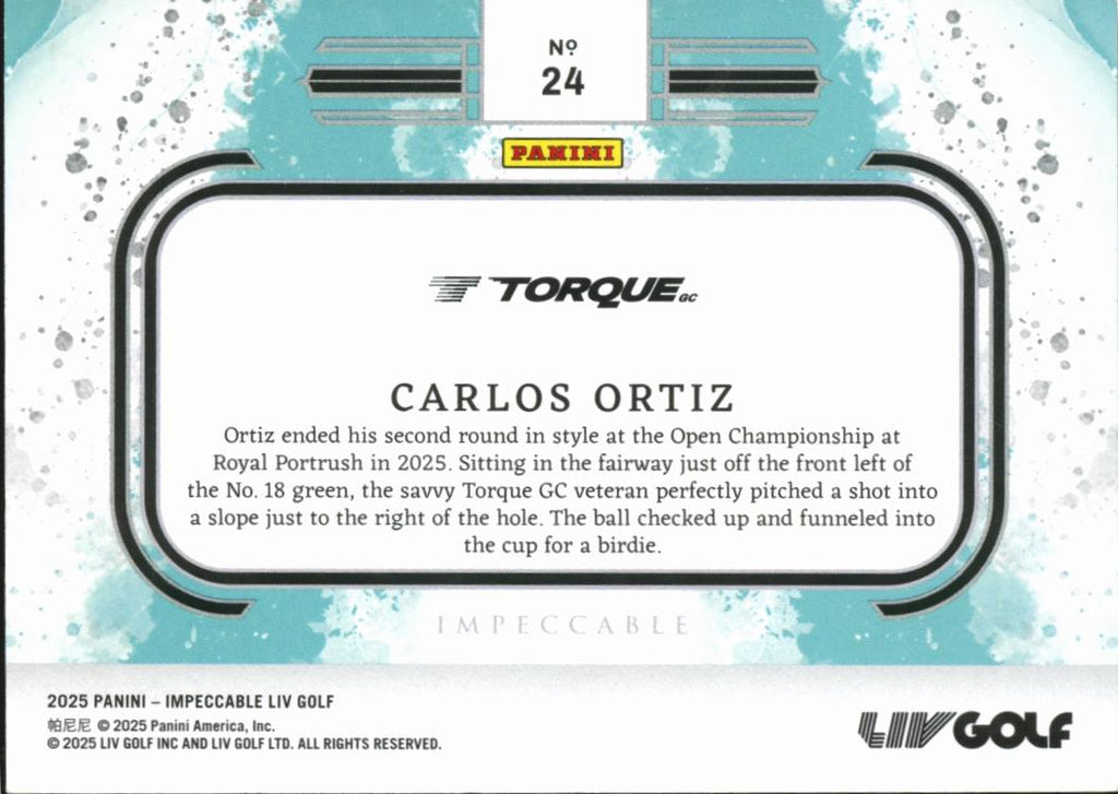 Carlos Ortiz 2025 Impeccable LIV Golf 1 Troy Ounce .999 Fine Silver 16/30