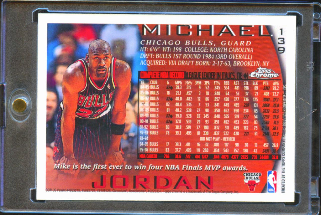 Michael Jordan 1996 Topps Chrome Card #139 Chicago Bulls