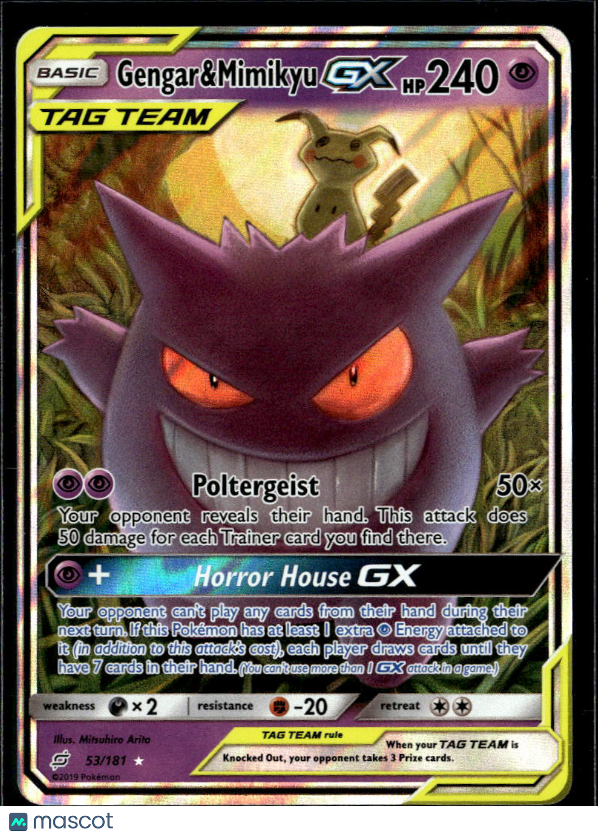 Gengar & Mimikyu GX 2019 Team Up Holo Rare #53/181
