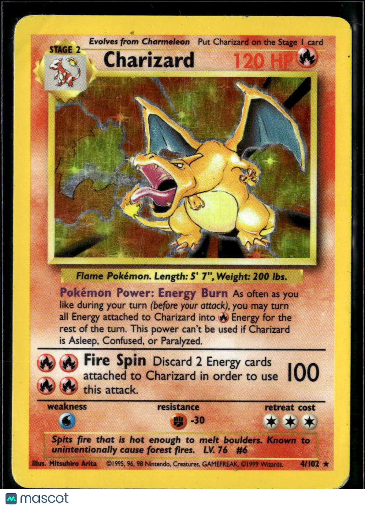Charizard 1999 Base Set Holo Rare #4/102