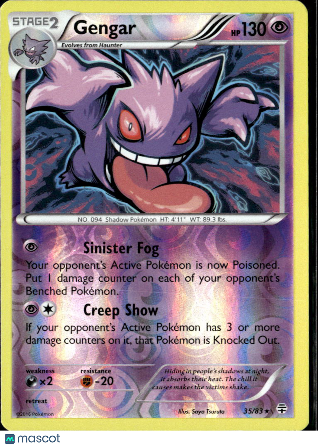 Gengar 2016 BREAKthrough Reverse Holo Rare #35/83