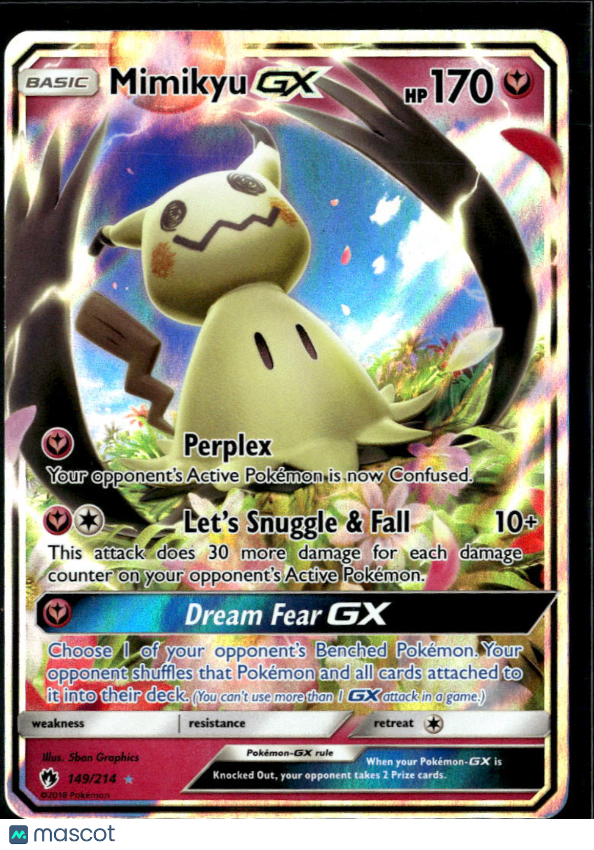 Mimikyu GX 2018 Lost Thunder Holo Rare #149/214