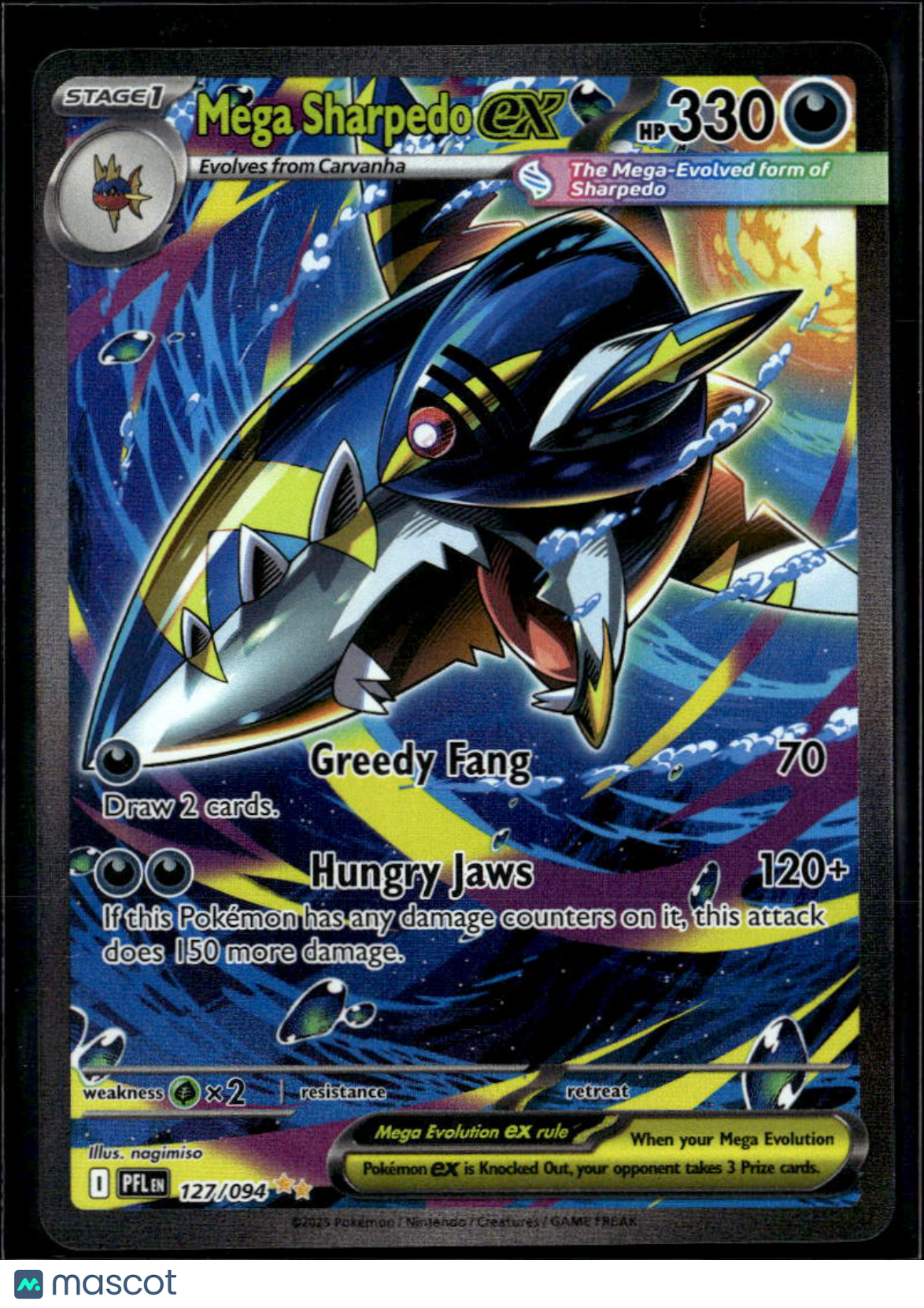 Mega Sharpedo EX 2025 Mega Evolution – Phantasmal Flames Secret Rare SAR #127/94